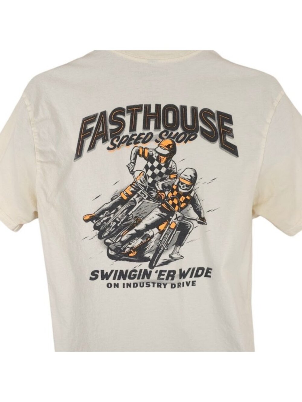 Fasthouse Speed Shop T Shirt Mens Size Large Cream Motocross Supercross Tee